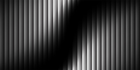 Reeded glass with black and white gradient. Ribbed glass background with refraction effect. Abstract vector background