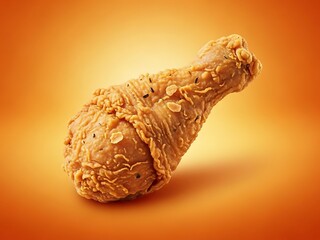 Studio Shot of Deliciously Crispy Fried Chicken Leg on a Warm Gradient