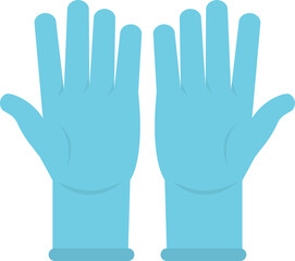 Obraz premium Blue latex gloves displayed palm up, representing hygiene, protection, sanitation, medical care, or cleaning services.