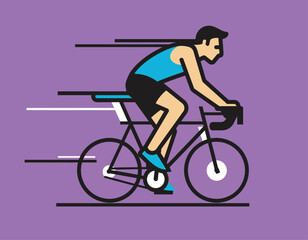 Obraz premium Man cycling fast on a road bike with motion blur.