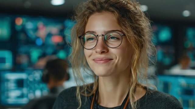  A determined, bespectacled individual radiates assurance and competence while overseeing operations within a high-tech control center.