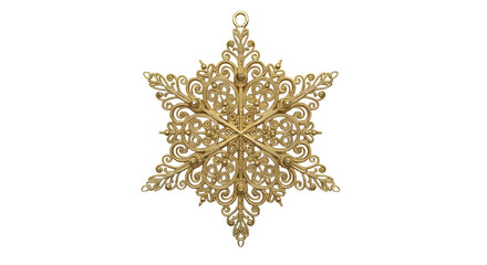 Golden Ornate Snowflake Ornament on Black Background Christmas Decoration