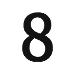 Elegant White Number Eight with Silver Outline, PNG with Alpha Channel