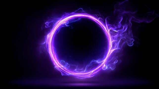 Glowing Purple Energy Ring with Smoke Trails