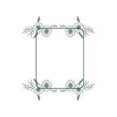 Ornamental floral corner designs with blossoms leaves and thin lines in black and white style
