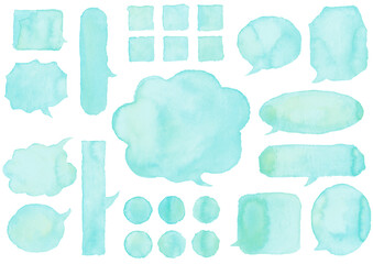 吹き出し、水彩、パステルカラー、水色、青
