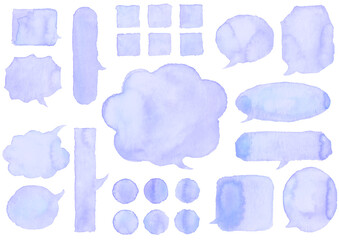 吹き出し、水彩、パステルカラー、紫、青
