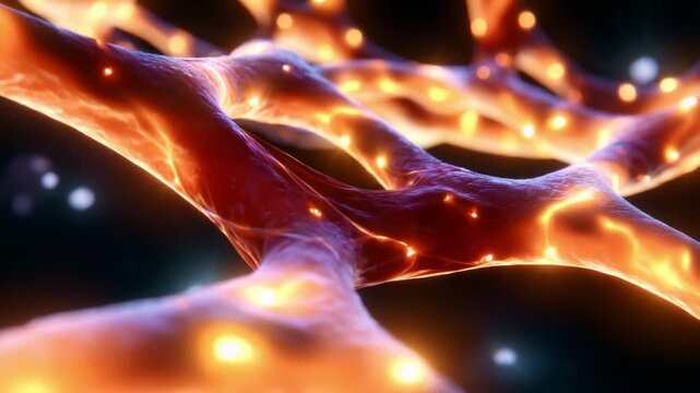 An intricate network of glowing neural connections depicted in a stunning visual representation, exploring the beauty and complexity of neurobiology through vibrant colors and detailed textures