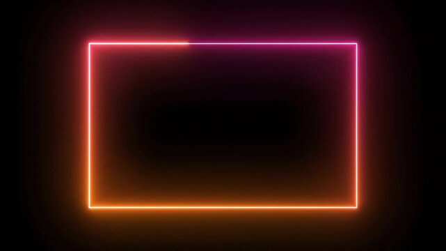 Neon Rectangle Frame with Pink and Orange Glow