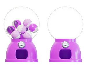 Purple round gashapon vending machine 3D illustration