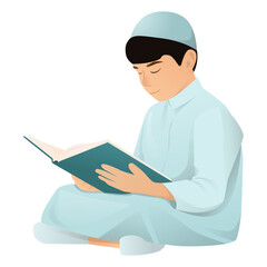 Kid Reading Quran Illustration