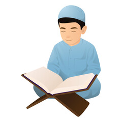 Kid Reading Quran Illustration