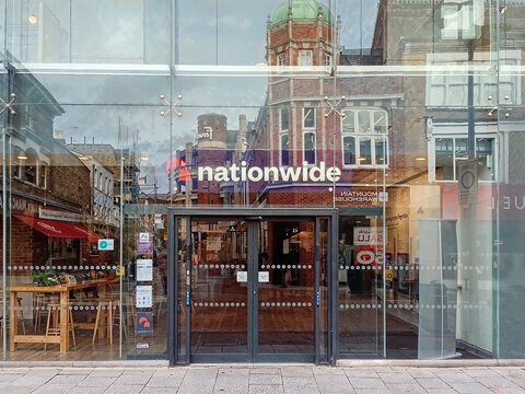 Nationwide bank entrance in Kingston upon Thames.UK