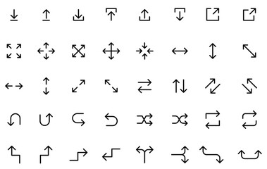 矢印の編集可能なラインアイコンイラスト2