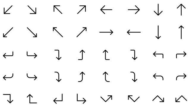 矢印の編集可能なラインアイコンイラスト1