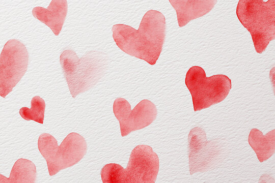 Romantic red hearts background collection with 3D shapes, glossy foil balloons, and watercolor patterns, elegant love concept for Valentines Day 2026, wedding decor, and Mother's Day