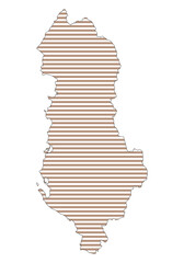 Albania striped map icon, linear pattern country silhouette vector, European geography illustration