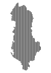 Albania line map icon, vertical striped country silhouette vector, European geographic illustration