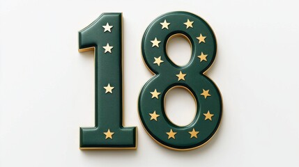 Naklejka premium Decorative Number Eighteen with Stars for Celebration