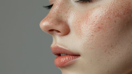 Fototapeta premium Close-Up of Woman's Face with Natural Skin Texture and Features