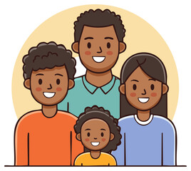 Obraz premium Happy African American Family Portrait Smiling Together Illustration