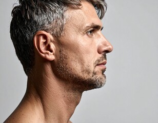 Obraz premium portrait of an adult person,side profile portrait, calm expression 