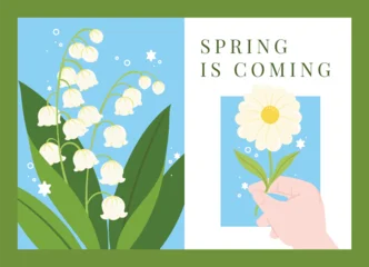 Fotobehang Onderzeeër Abstract Green Summer landscape background vector set. Nature wallpaper of colorful flowers. Watercolor illustration for cover, wall art, decoration.  © babeer