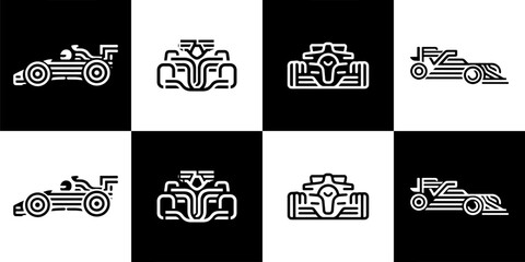 Obraz premium Vector Set of 4 High Speed Formula Race Car Icons