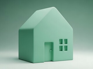 Minimalist mint green house model displaying contemporary architecture