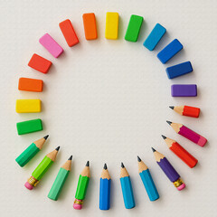 circle of colorful pencil oil painting style illustration 