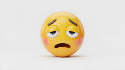 Sick emoji face, realistic shiny yellow 3D icon isolated on white background, clear expression digital emotion PNG