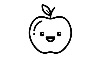 Obraz premium Happy Cartoon Apple Icon Illustration.