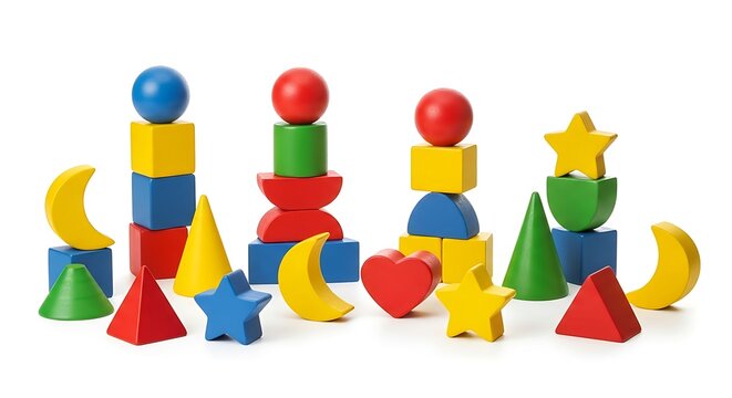 Colorful alphabet letters and red and yellow plastic toy blocks create a diverse school education concept for play and group learning