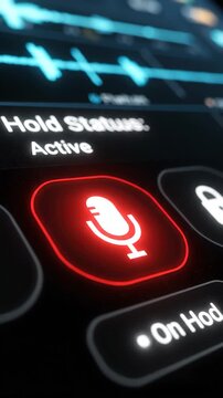 Smart Voice Assistant UI Listen Button Vertical Tech Loop 4K
