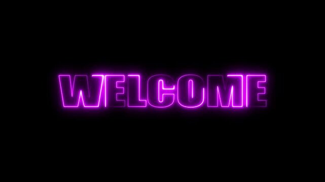neon text welcome Isolated on Black Background Neon Welcome Text Glowing and Isolated on Black Background for Digital Interface, Event, and Social Media Visual