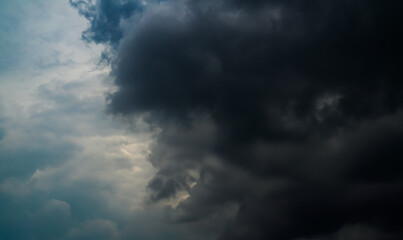 Fototapeta premium Cloud storm sky dark rain lightning thunder stormy typhoon nature light scene rainy atmosphere damage effect carbon dioxide dust air pollution 2.5 Pm, texture nature windstorm weather skyscape.