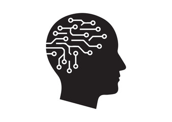 Artificial intelligence AI pictogram Icon, Editable Solid Vector Illustration