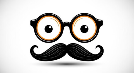 Obraz premium April fools' day prank illustration with glasses and mustache