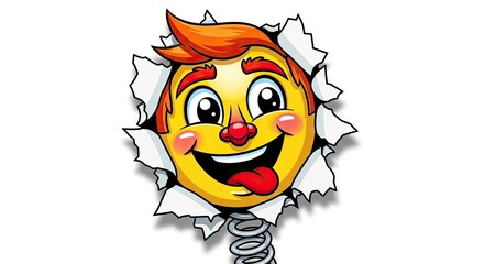 April fools' day cartoon clown face popping out funny prankster image