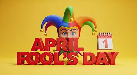 April fools day prankster jester celebrating funny holiday
