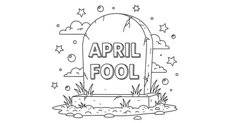 April fools day humor funny tombstone illustration for pranksters on april 1st