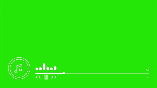 Music player overlay template animation on Green Screen background for 20 seconds