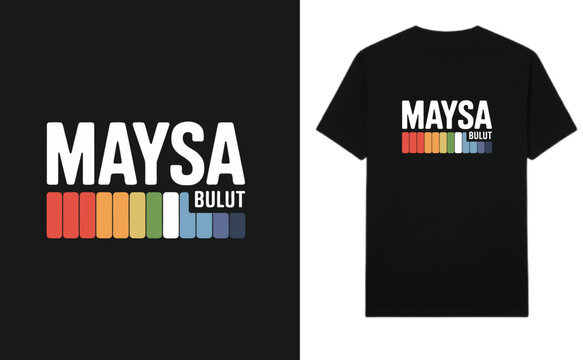 MAYSA Bulut Bold T shirt Design Rainbow Stripes Black Background