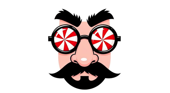 April fools' day prankster cartoon face with colorful glasses