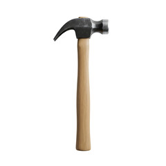 Sturdy wooden-handled claw hammer with a metallic head, a tool for construction and DIY projects, isolated on transparent background