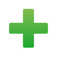 Obraz premium Clean green flat vector icon of a single medical cross, representing healthcare, medicine, hospital, or first aid services on a white background.