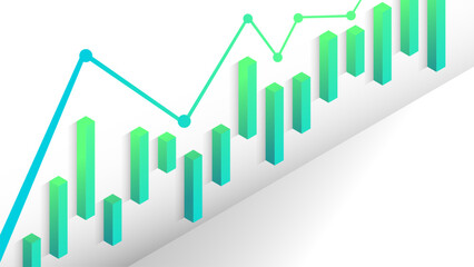 Bar chart line graph data analysis growth finance business statistics show financial growth and positive trend
