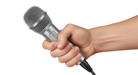 Hand Holding Microphone Black Background