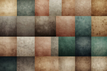 Fototapeta premium Grid Of Weathered Textured Squares In Earth And Teal Tones