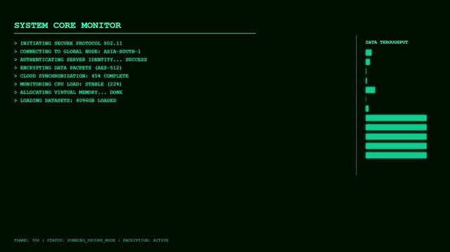 Abstract green digital background with futuristic data lines and technology network design.